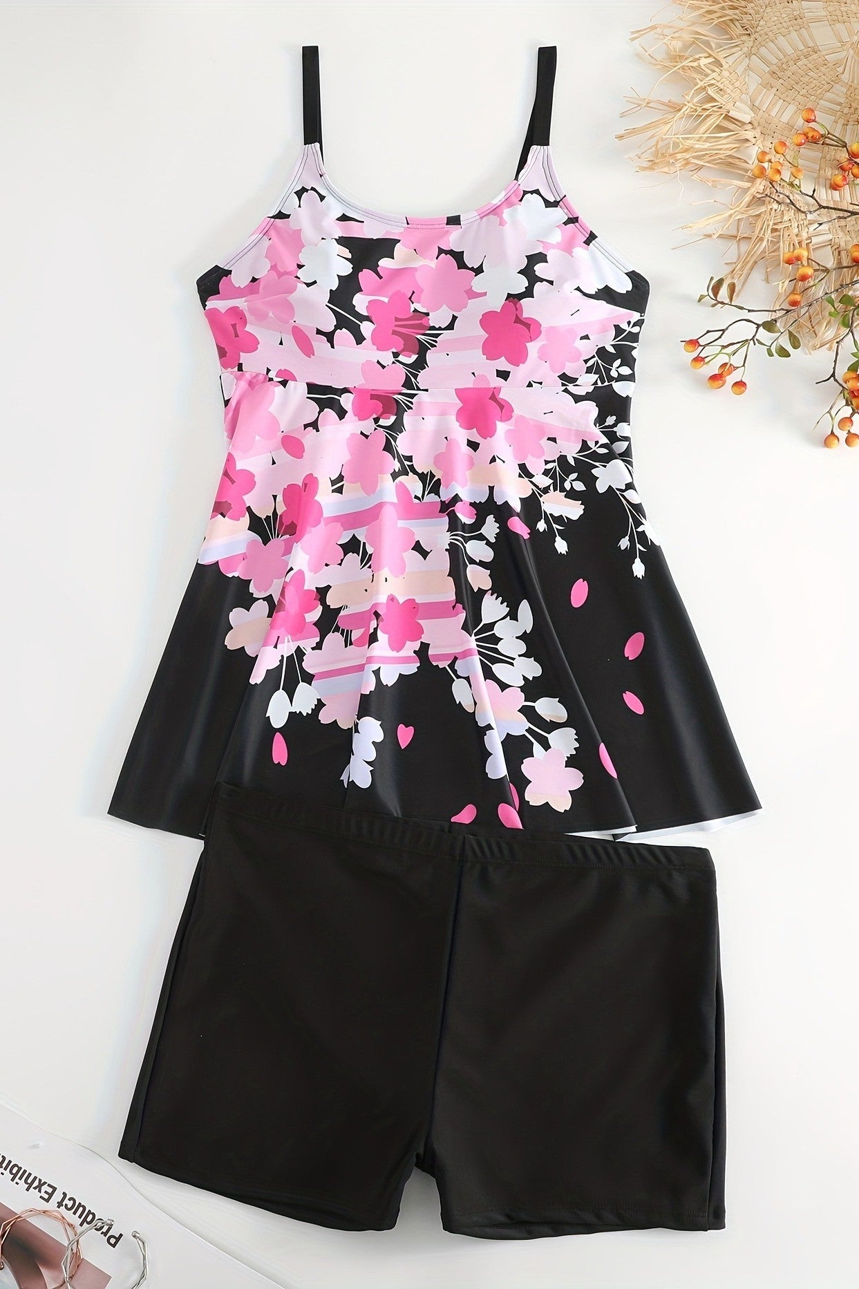 2025 New Plus Size Floral Print Tankini Set