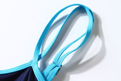 Scoop Neck Peplum Swimdress Blue