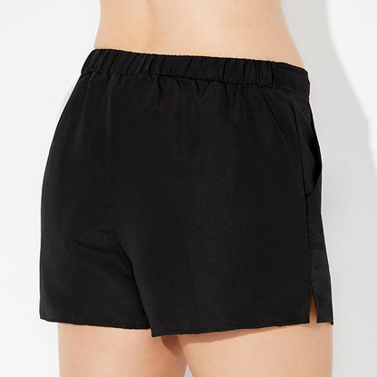Plus Size Black Swim Shorts with Pockets