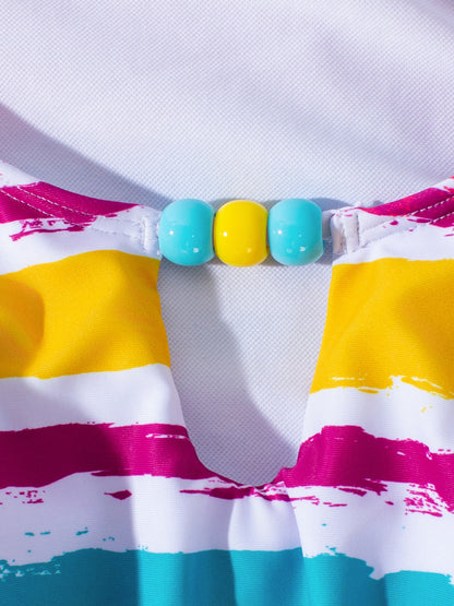 Vibrant Multi-Stripe Tankini Set with Comfortable Boy Shorts - Tummy Control Plus Size Bathers for Women