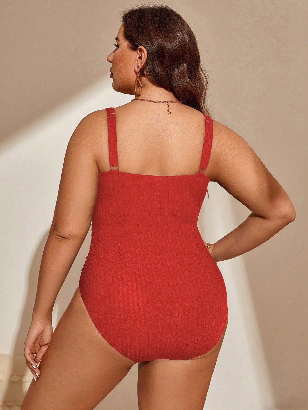 Plus-Size Ribbed Ruched Tummy-Control One-Piece Swimsuit