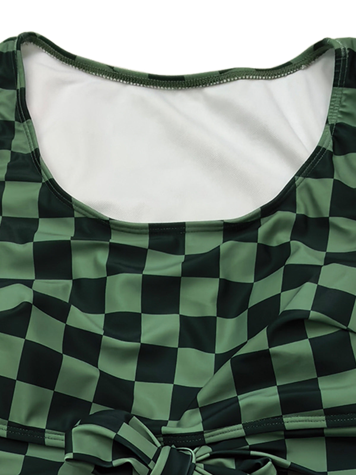 Plus-Size Checkerboard Tie-Front High-Waist Bikini Set