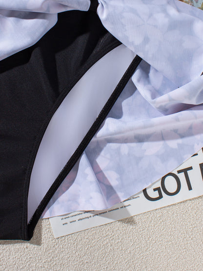 Midnight Sakura Wrap Swim Dress