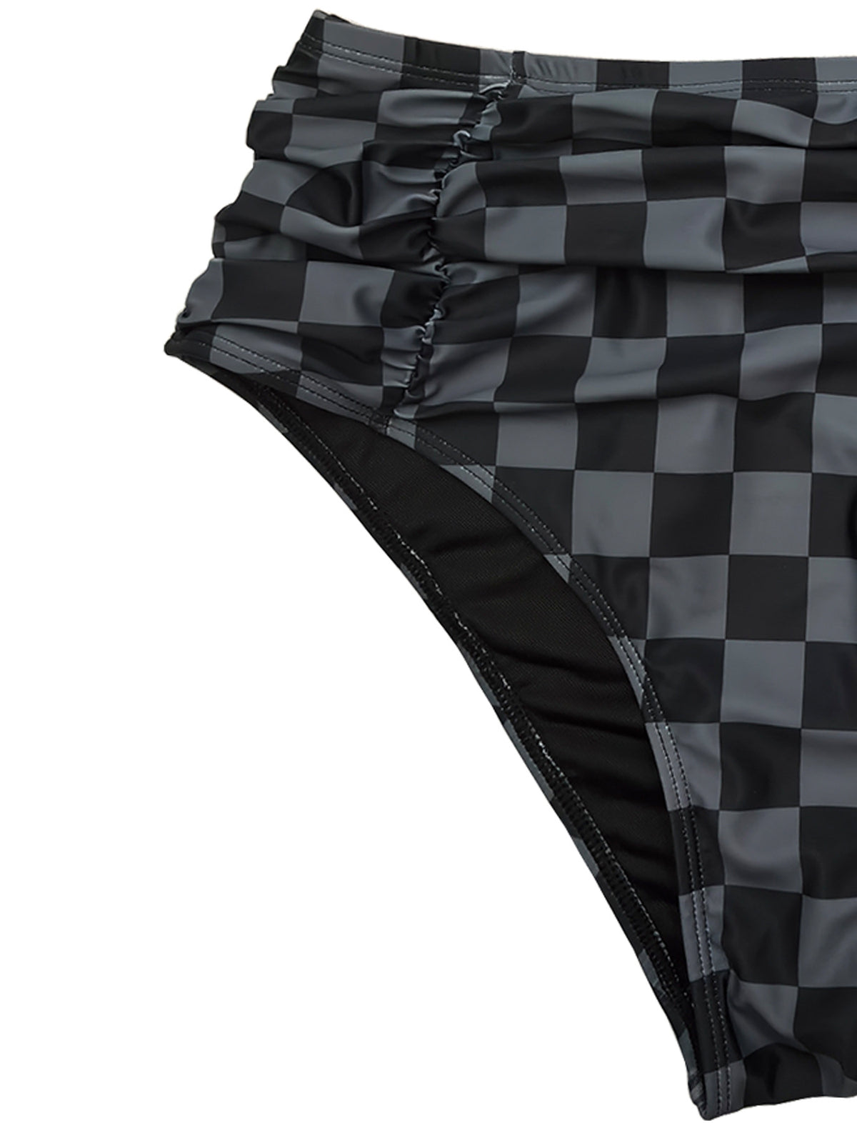 Plus-Size Checkerboard Tie-Front High-Waist Bikini Set