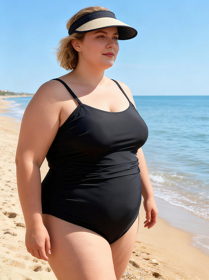 Plus-Size Ruched Strappy-Back One-Piece Swimsuit