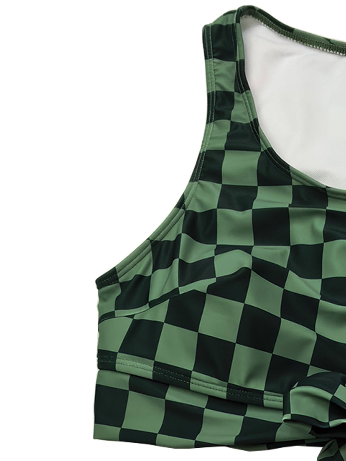 Plus-Size Checkerboard Tie-Front High-Waist Bikini Set
