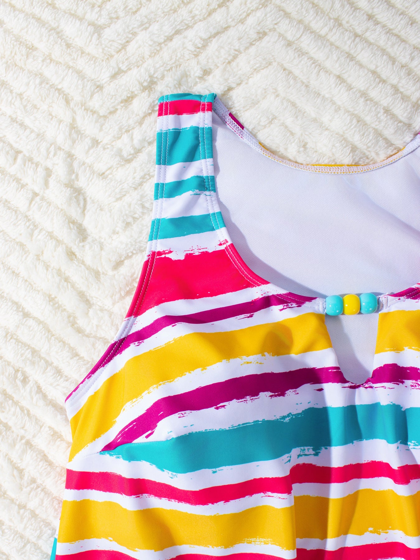 Vibrant Multi-Stripe Tankini Set with Comfortable Boy Shorts - Tummy Control Plus Size Bathers for Women