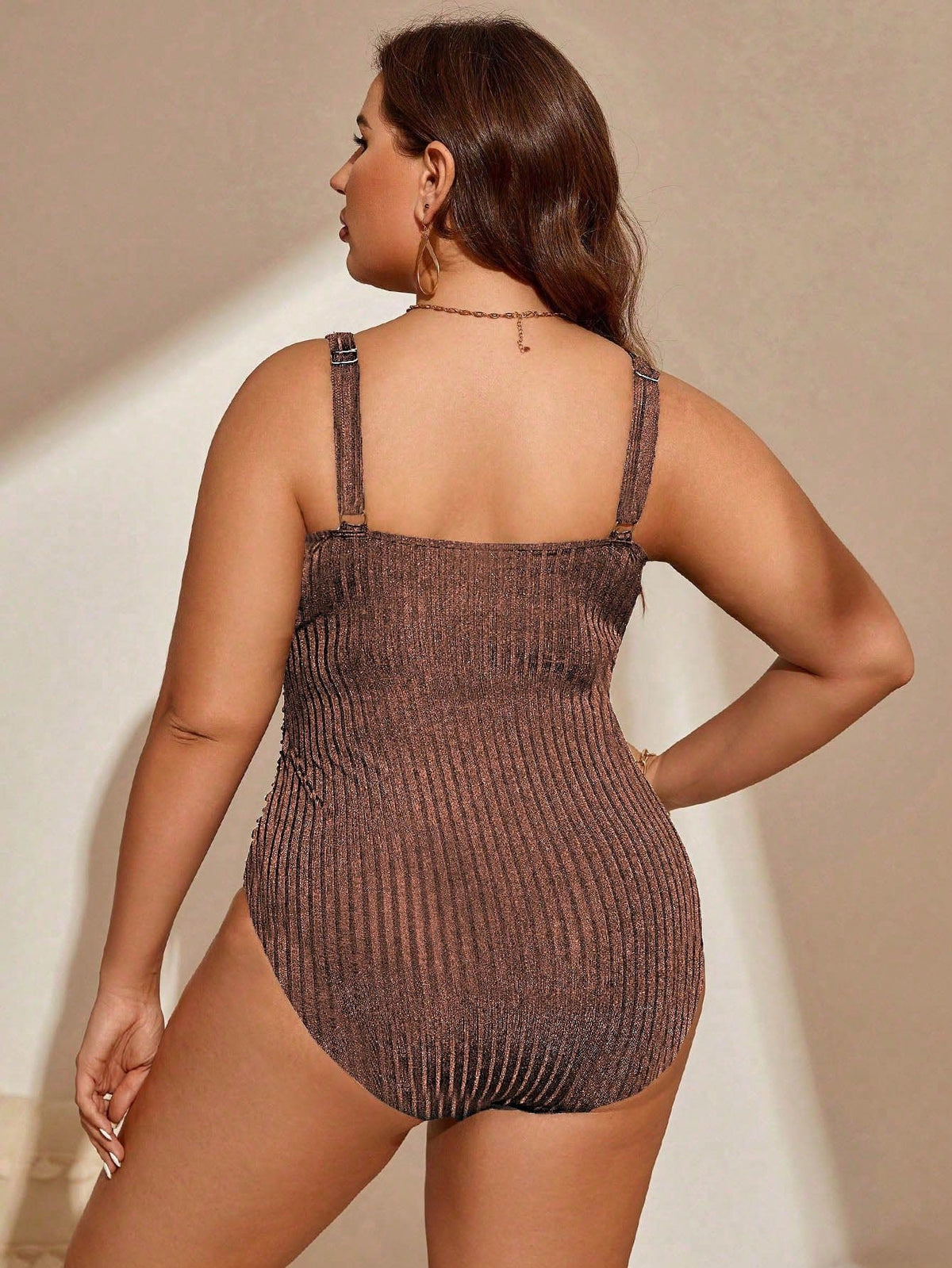 Plus-Size Ribbed Ruched Tummy-Control One-Piece Swimsuit