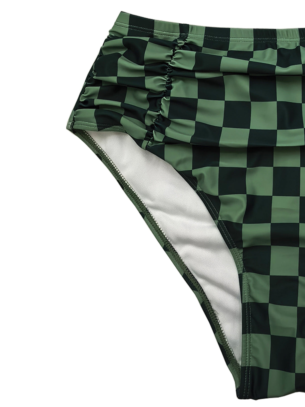 Plus-Size Checkerboard Tie-Front High-Waist Bikini Set